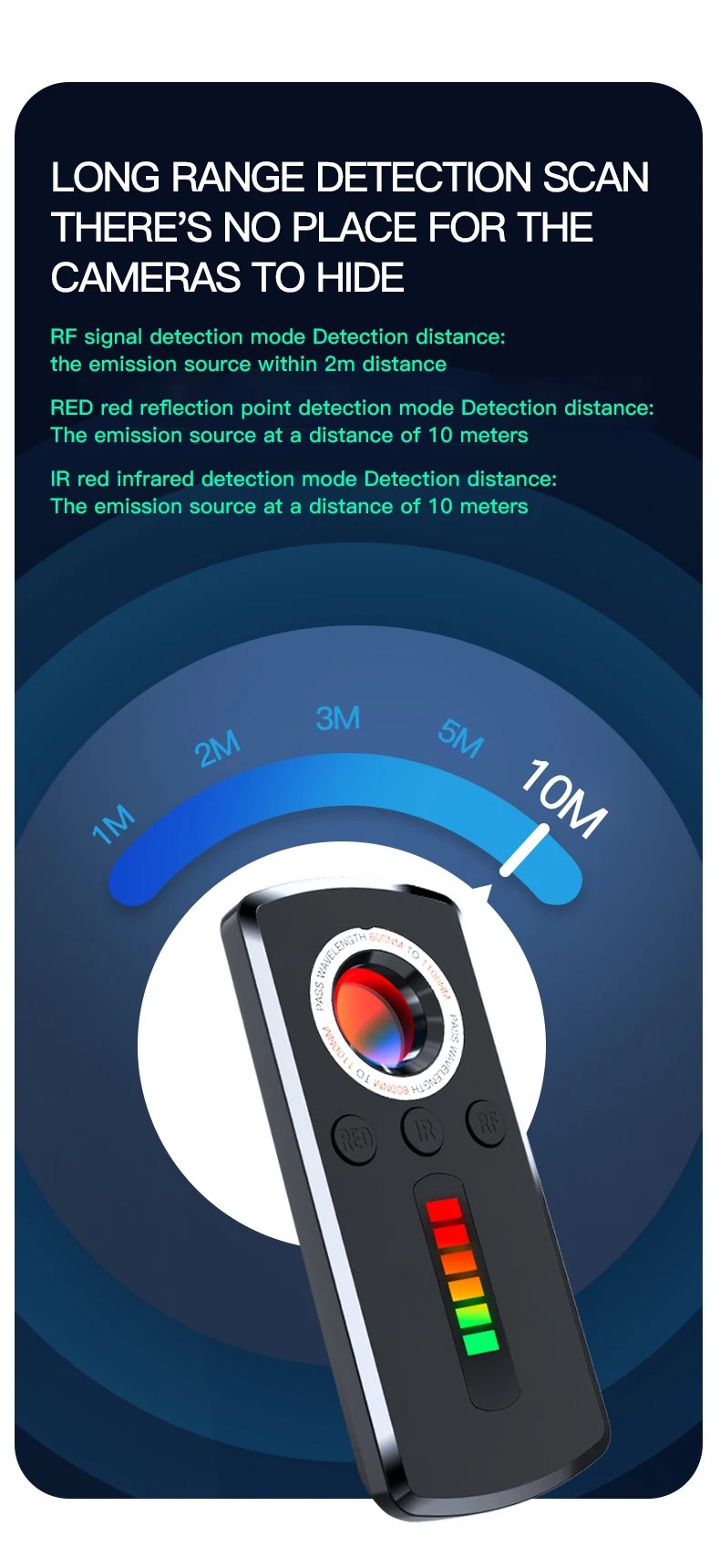 Professional Hidden Camera Detector - Anti-Spy Gadget with Signal and Infrared Detection for Home Security and GPS Tracking