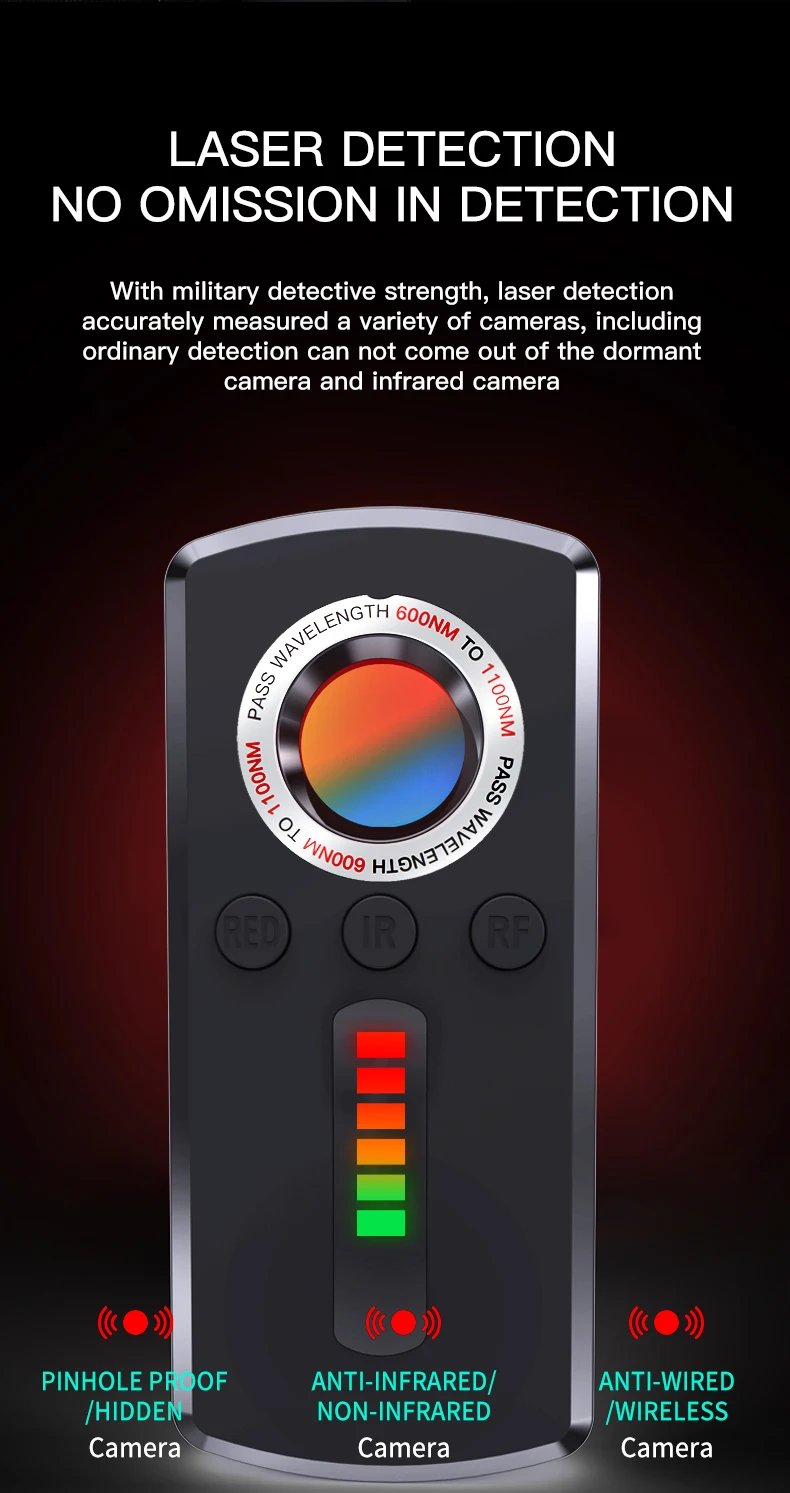 Professional Hidden Camera Detector - Anti-Spy Gadget with Signal and Infrared Detection for Home Security and GPS Tracking