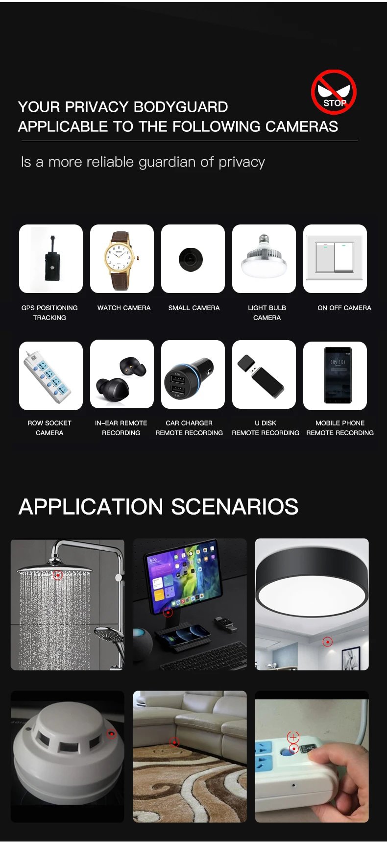Professional Hidden Camera Detector - Anti-Spy Gadget with Signal and Infrared Detection for Home Security and GPS Tracking