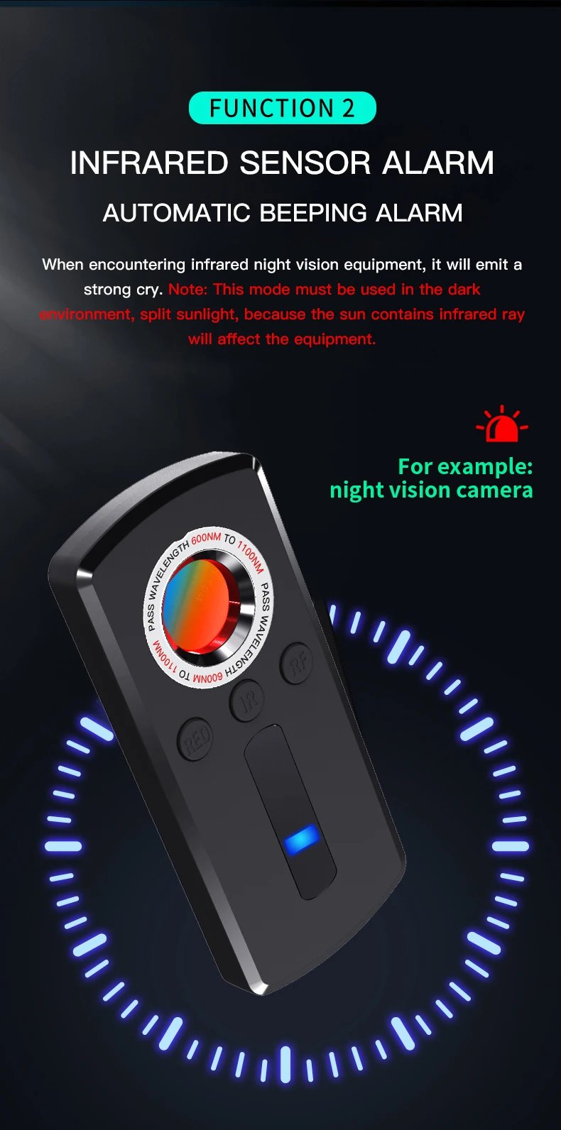 Professional Hidden Camera Detector - Anti-Spy Gadget with Signal and Infrared Detection for Home Security and GPS Tracking