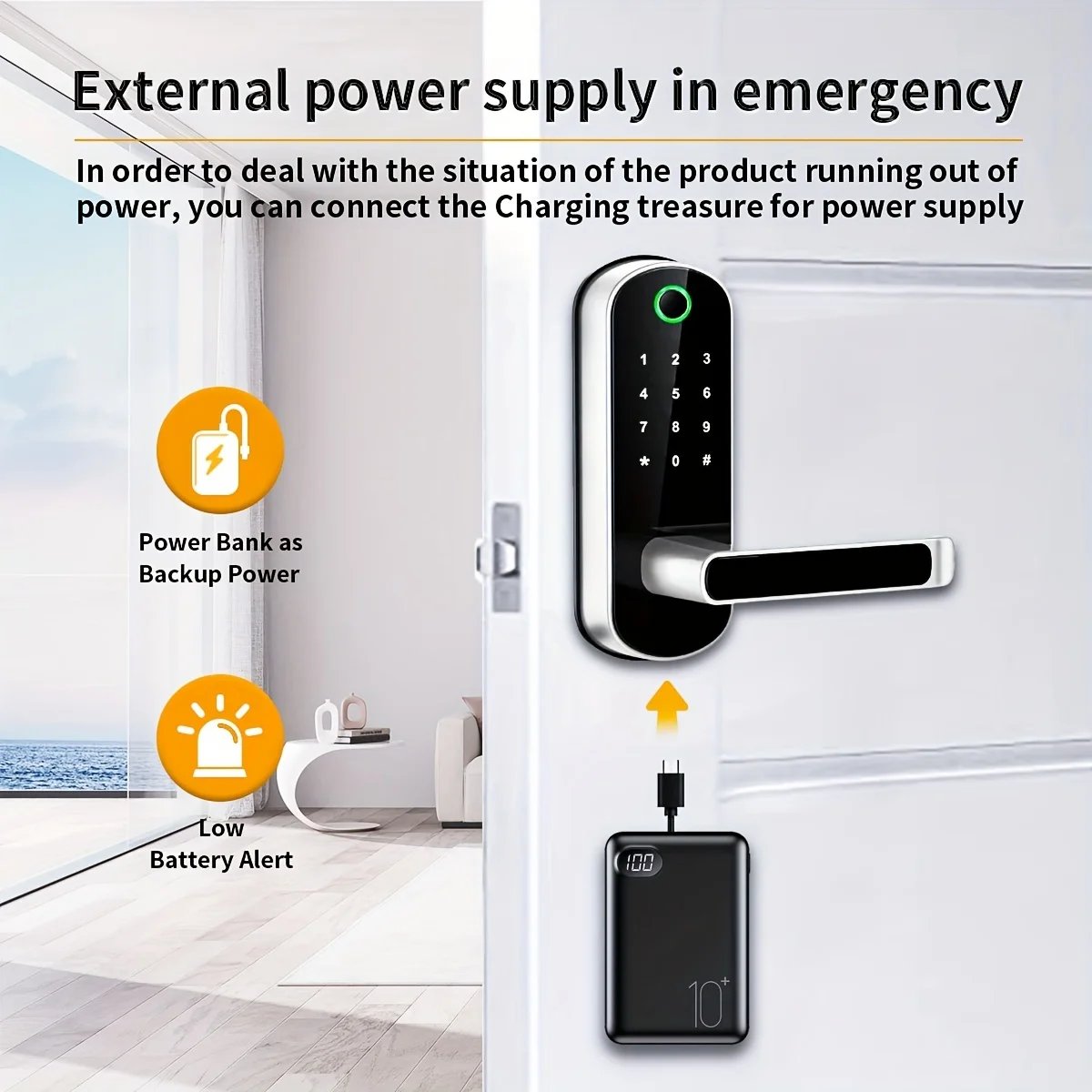 Smart Fingerprint Door Lock - Access control App Remote Control Keyless WIFI Digital Touchscreen Lock NFC IP67 Waterproof with 2 IC Cards