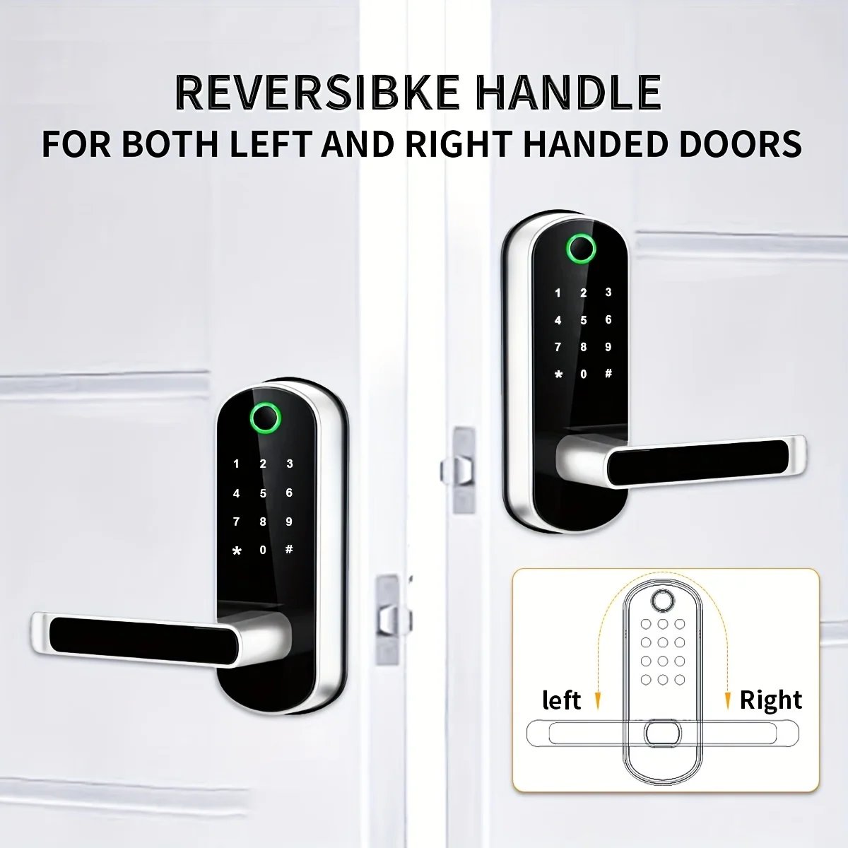 Smart Fingerprint Door Lock - Access control App Remote Control Keyless WIFI Digital Touchscreen Lock NFC IP67 Waterproof with 2 IC Cards