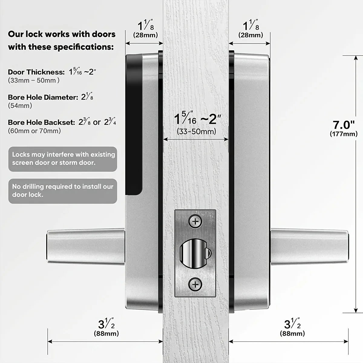 Smart Fingerprint Door Lock - Access control App Remote Control Keyless WIFI Digital Touchscreen Lock NFC IP67 Waterproof with 2 IC Cards