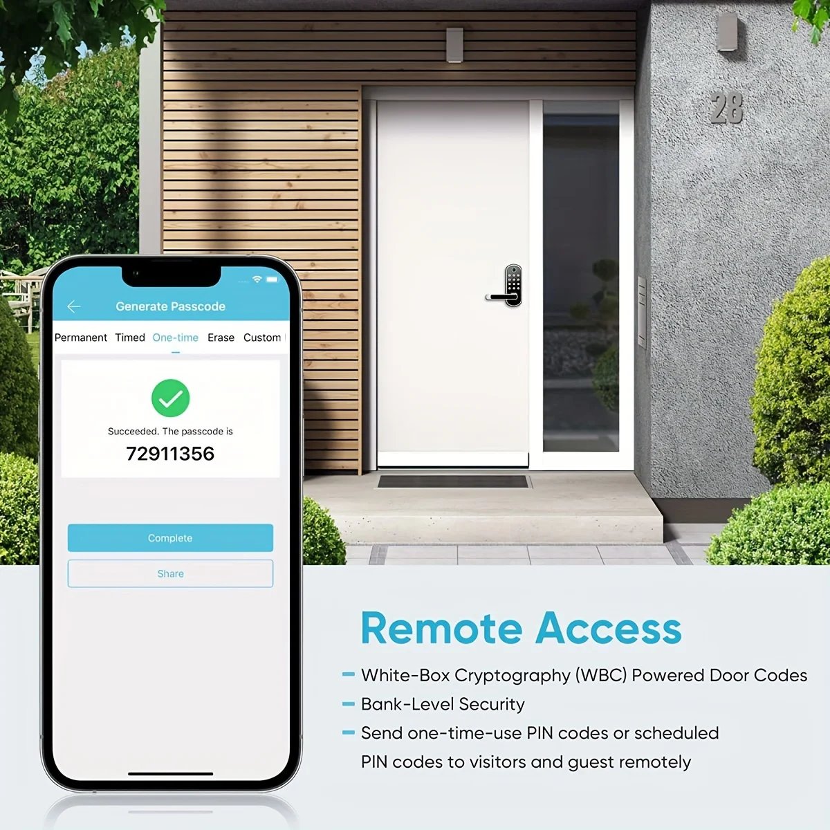 Smart Fingerprint Door Lock - Access control App Remote Control Keyless WIFI Digital Touchscreen Lock NFC IP67 Waterproof with 2 IC Cards