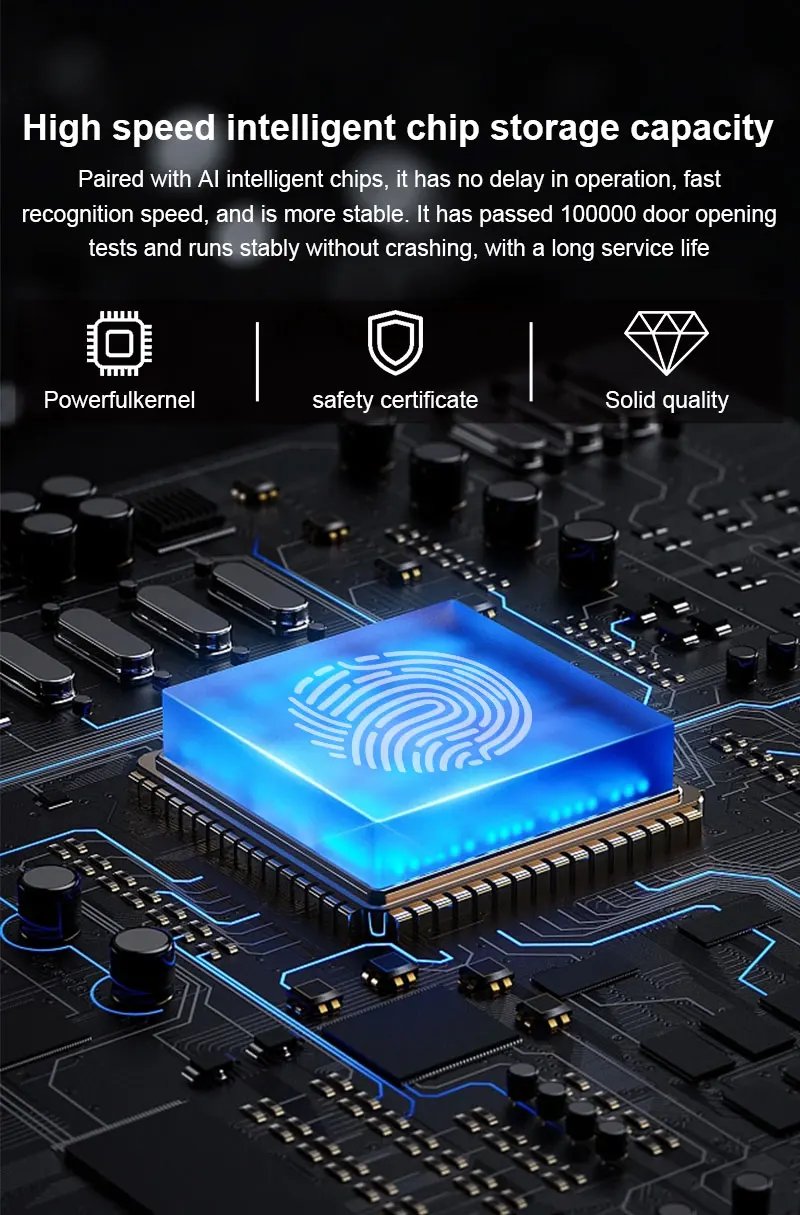 Access Electronic Fingerprint Recognition -  Smart Lock Tuya APP Rfid Card Biometric Unlock for Glass Door Lock Wooden Door