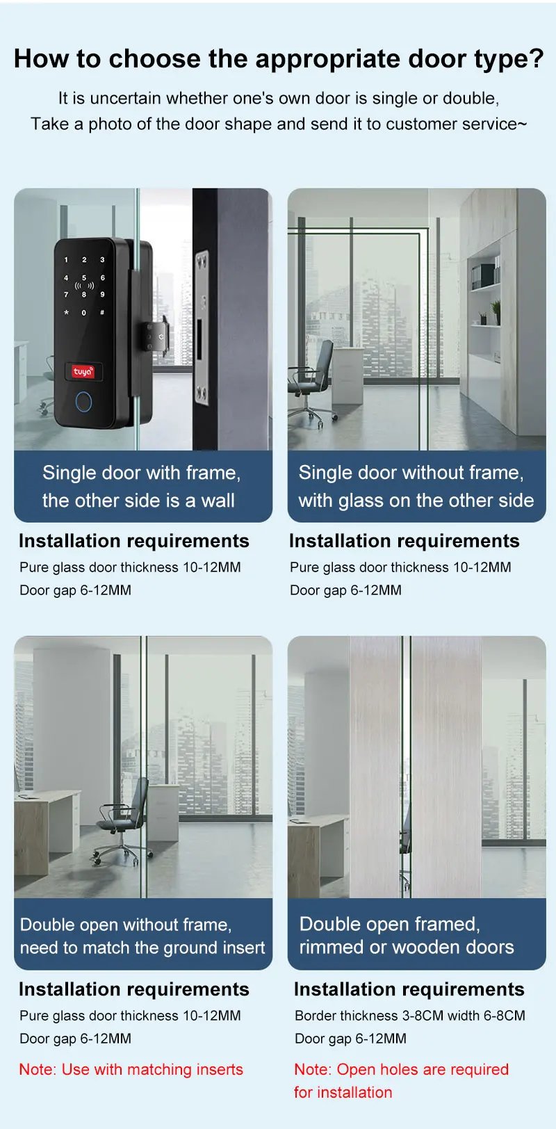 Access Electronic Fingerprint Recognition -  Smart Lock Tuya APP Rfid Card Biometric Unlock for Glass Door Lock Wooden Door