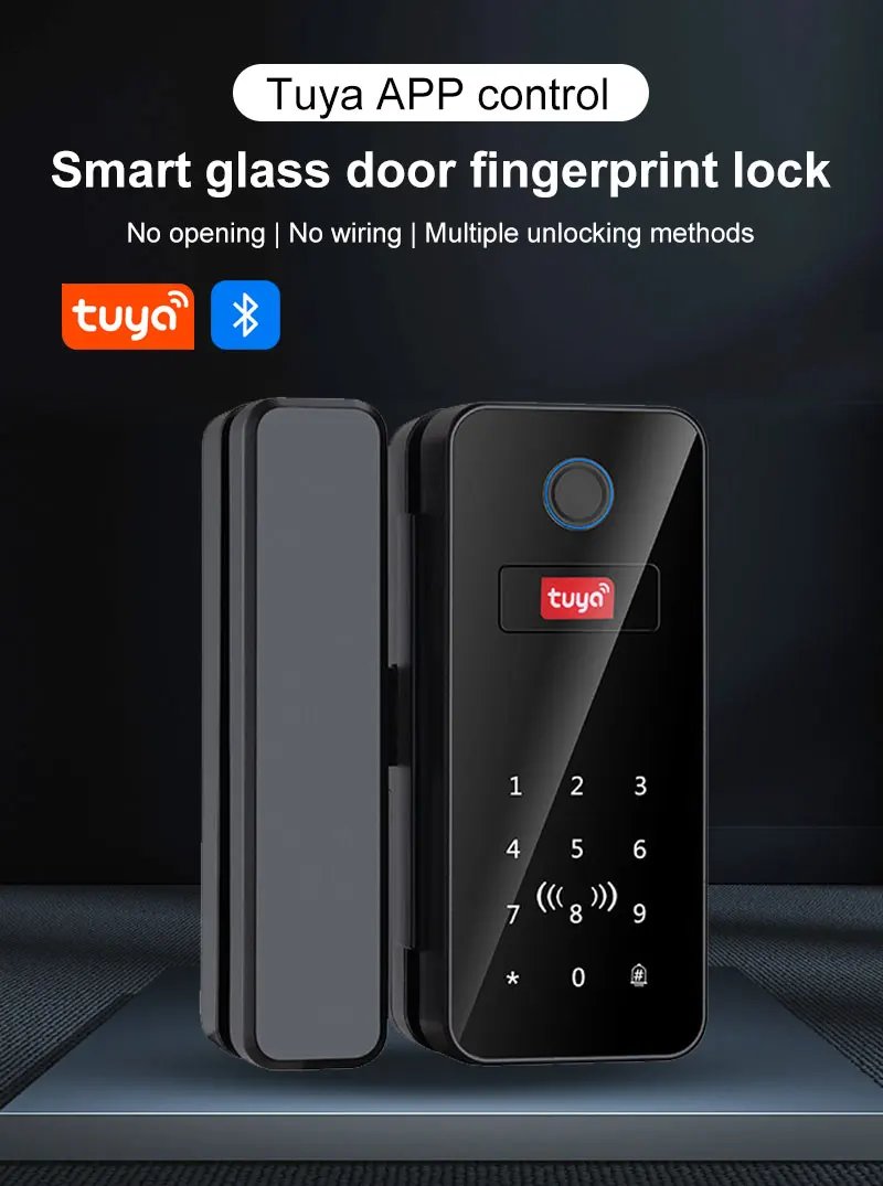 Access Electronic Fingerprint Recognition -  Smart Lock Tuya APP Rfid Card Biometric Unlock for Glass Door Lock Wooden Door