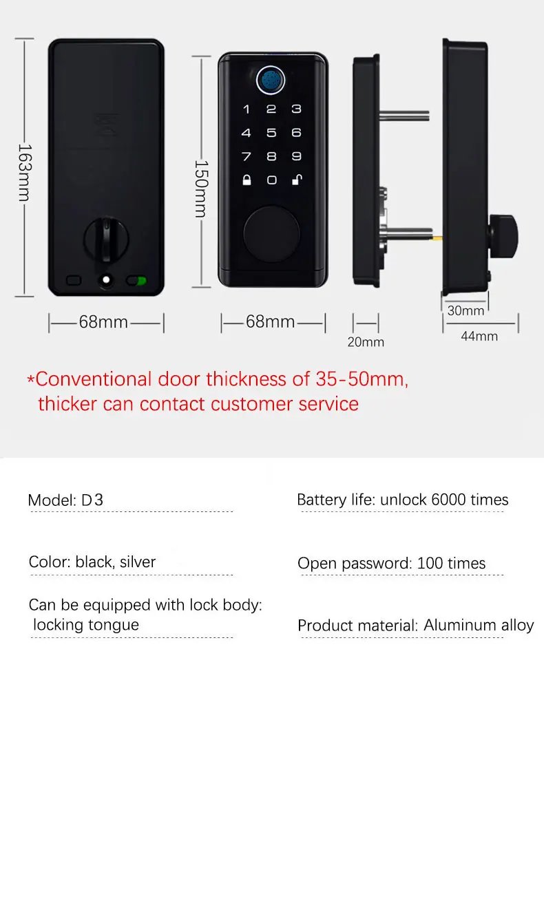 Door Lock with Smart Fingerprint -  Password Rfid Card, Tuya Deadbolt Keyless Entry, Digital Biometric Locks