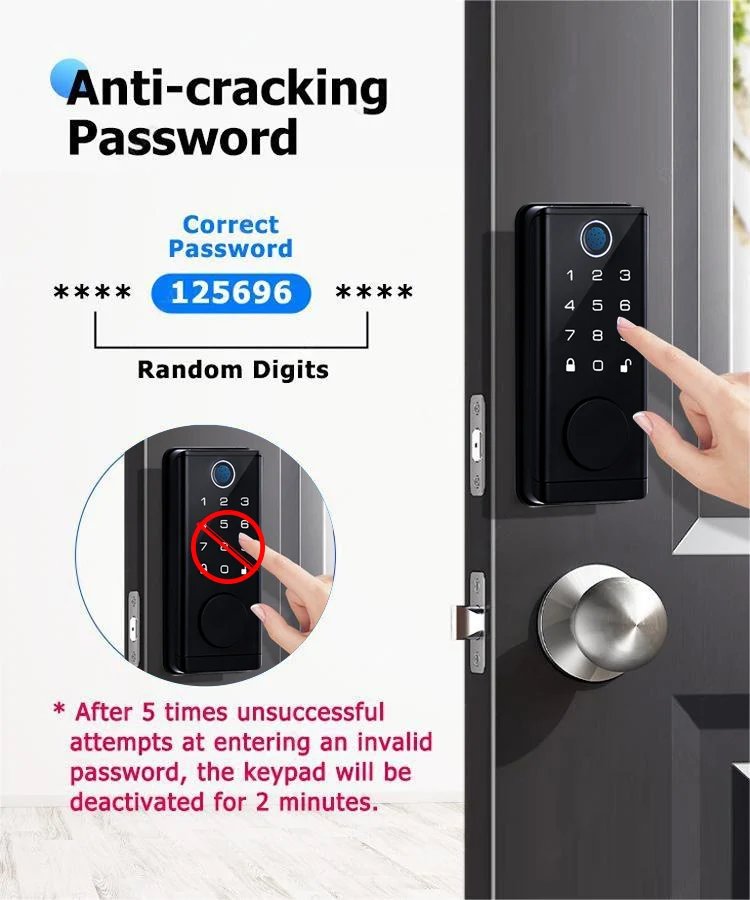 Door Lock with Smart Fingerprint -  Password Rfid Card, Tuya Deadbolt Keyless Entry, Digital Biometric Locks