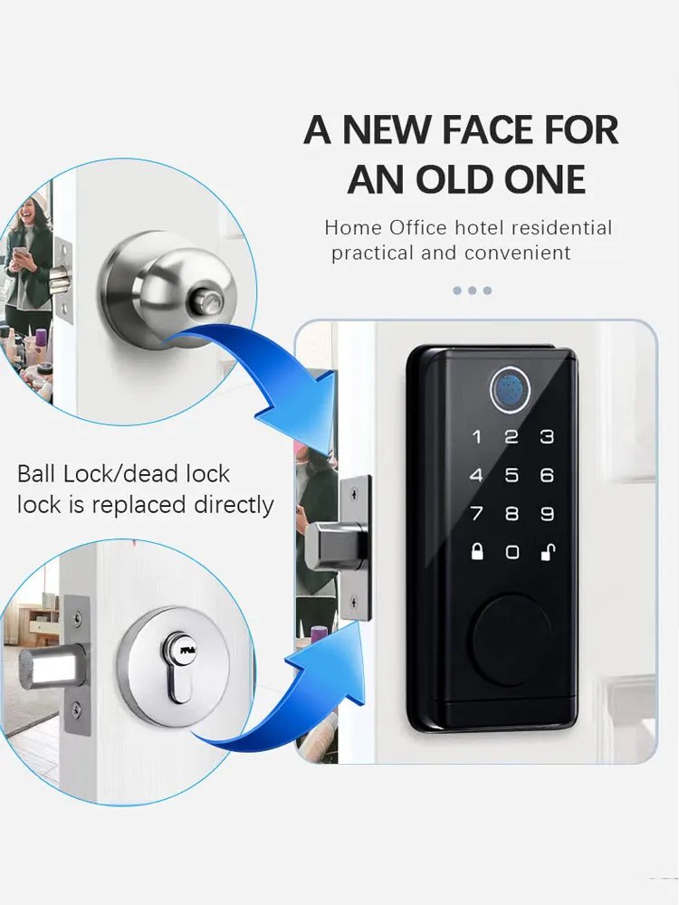 Door Lock with Smart Fingerprint -  Password Rfid Card, Tuya Deadbolt Keyless Entry, Digital Biometric Locks