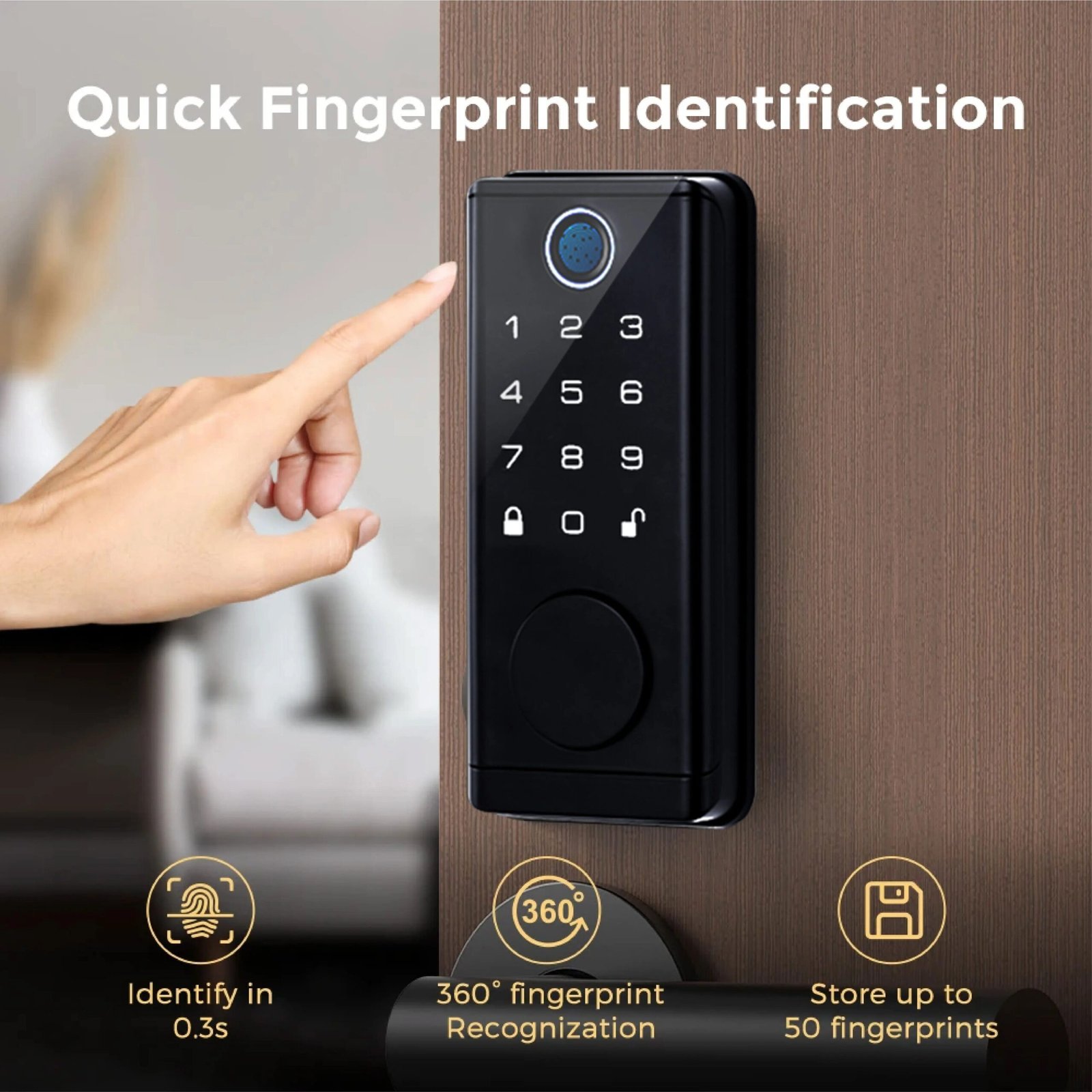 Door Lock with Smart Fingerprint -  Password Rfid Card, Tuya Deadbolt Keyless Entry, Digital Biometric Locks