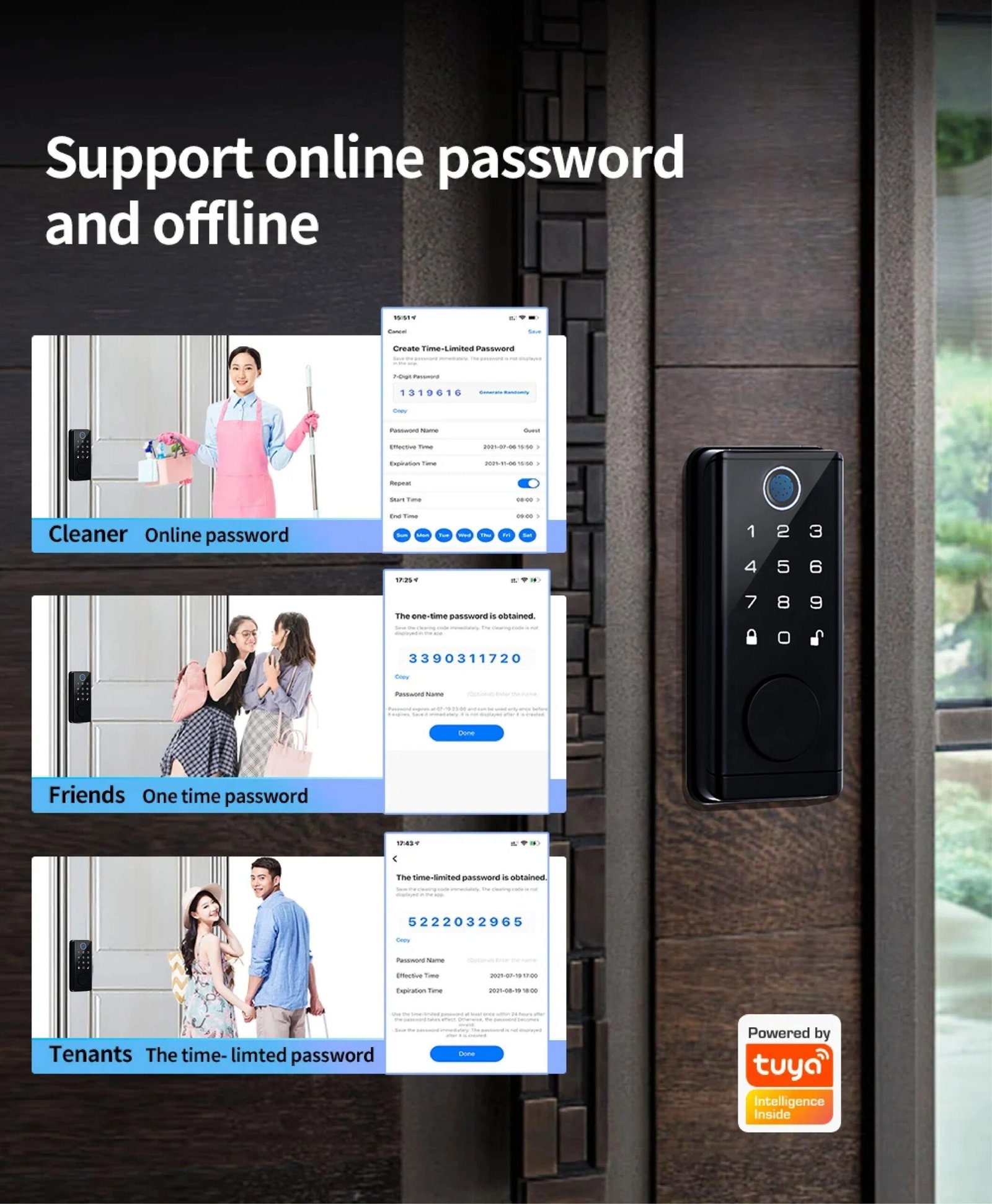Door Lock with Smart Fingerprint -  Password Rfid Card, Tuya Deadbolt Keyless Entry, Digital Biometric Locks