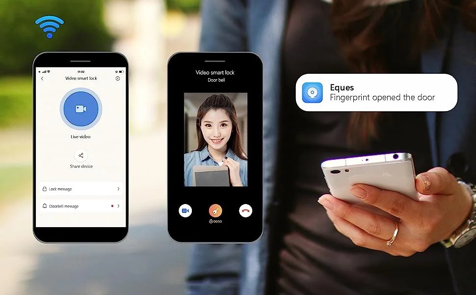Face Recognition Smart Lock  - Contactless Door Opening 6-in-1 Face Recognition Fingerprint APP Control HD Camera Video Doorbell