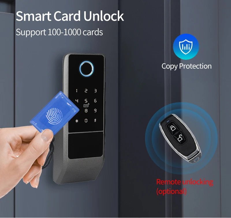 Fingerprint Smart Door Electronic Lock - Outdoor IP65 Waterproof Gate Bluetooth Password IC Card Lock + Key with Alexa