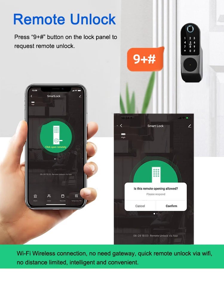 Smart Door Lock APP Remote Control  - Bluetooth Fingerprint Biometric Digital Passcode Card Rim Electronic Lock