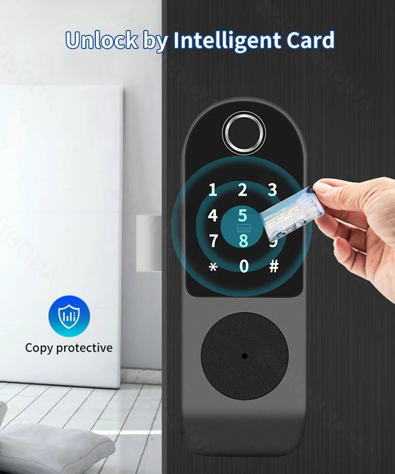 Smart Door Lock APP Remote Control  - Bluetooth Fingerprint Biometric Digital Passcode Card Rim Electronic Lock