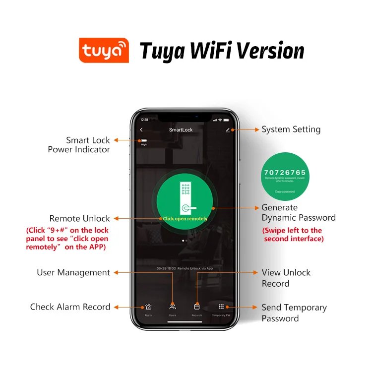 Smart Door Lock APP Remote Control  - Bluetooth Fingerprint Biometric Digital Passcode Card Rim Electronic Lock