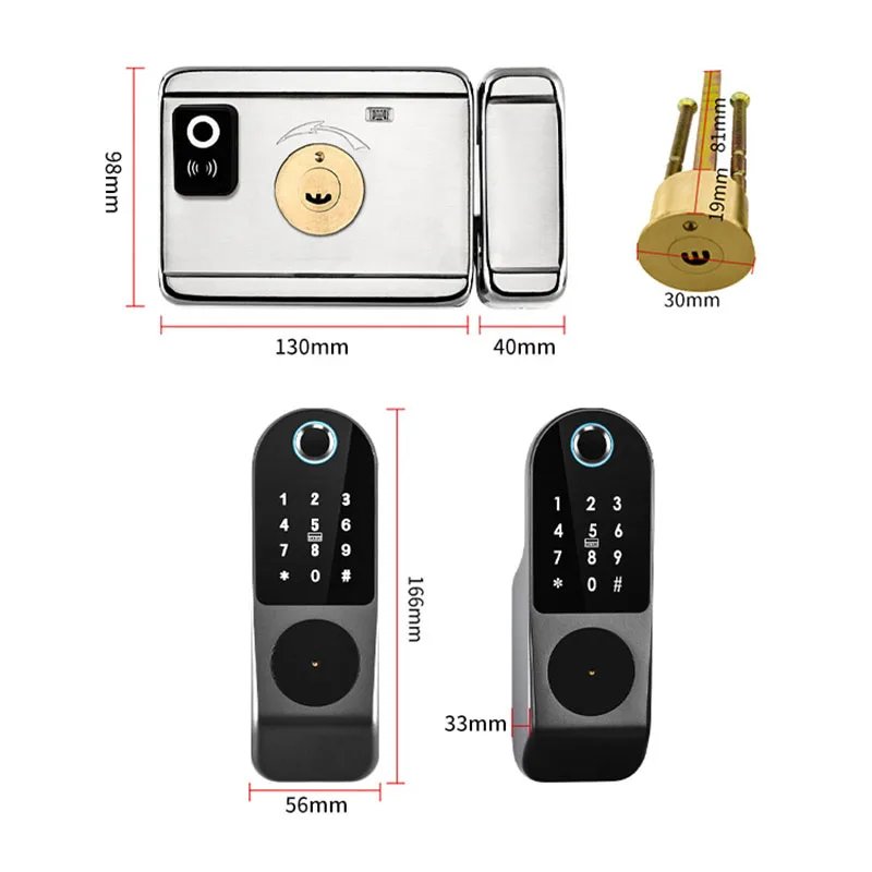 Smart Door Lock APP Remote Control  - Bluetooth Fingerprint Biometric Digital Passcode Card Rim Electronic Lock