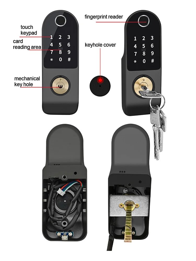 Smart Door Lock APP Remote Control  - Bluetooth Fingerprint Biometric Digital Passcode Card Rim Electronic Lock