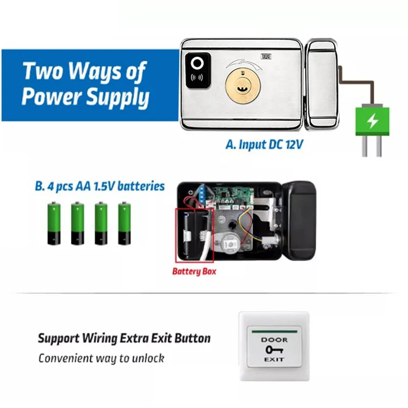 Smart Door Lock APP Remote Control  - Bluetooth Fingerprint Biometric Digital Passcode Card Rim Electronic Lock