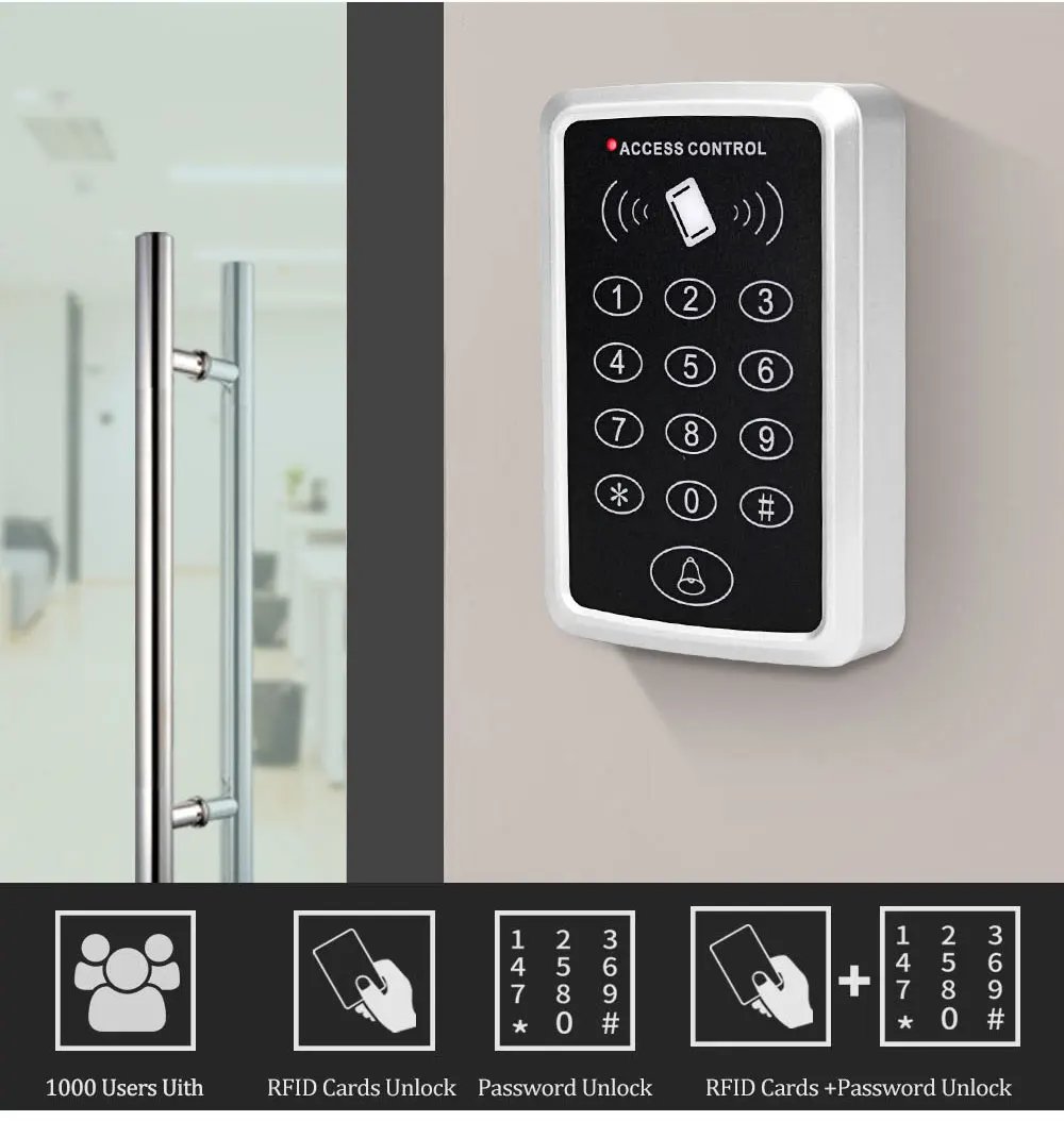 Keypad Keyboard Access Control System -  Waterproof Cover Outdoor 10pcs EM4100/TK4100 Keyfobs Door Opener for Home Lock System