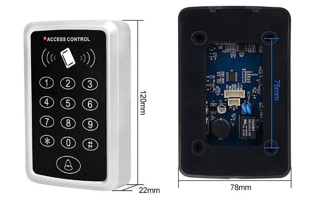 Keypad Keyboard Access Control System -  Waterproof Cover Outdoor 10pcs EM4100/TK4100 Keyfobs Door Opener for Home Lock System
