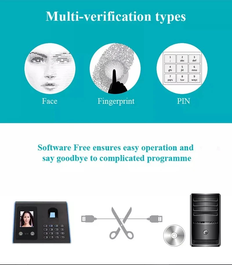 Biometric Face Facial Fingerprint Recognition -  Time Attendance No Touch Contactless System Machine Device Machine