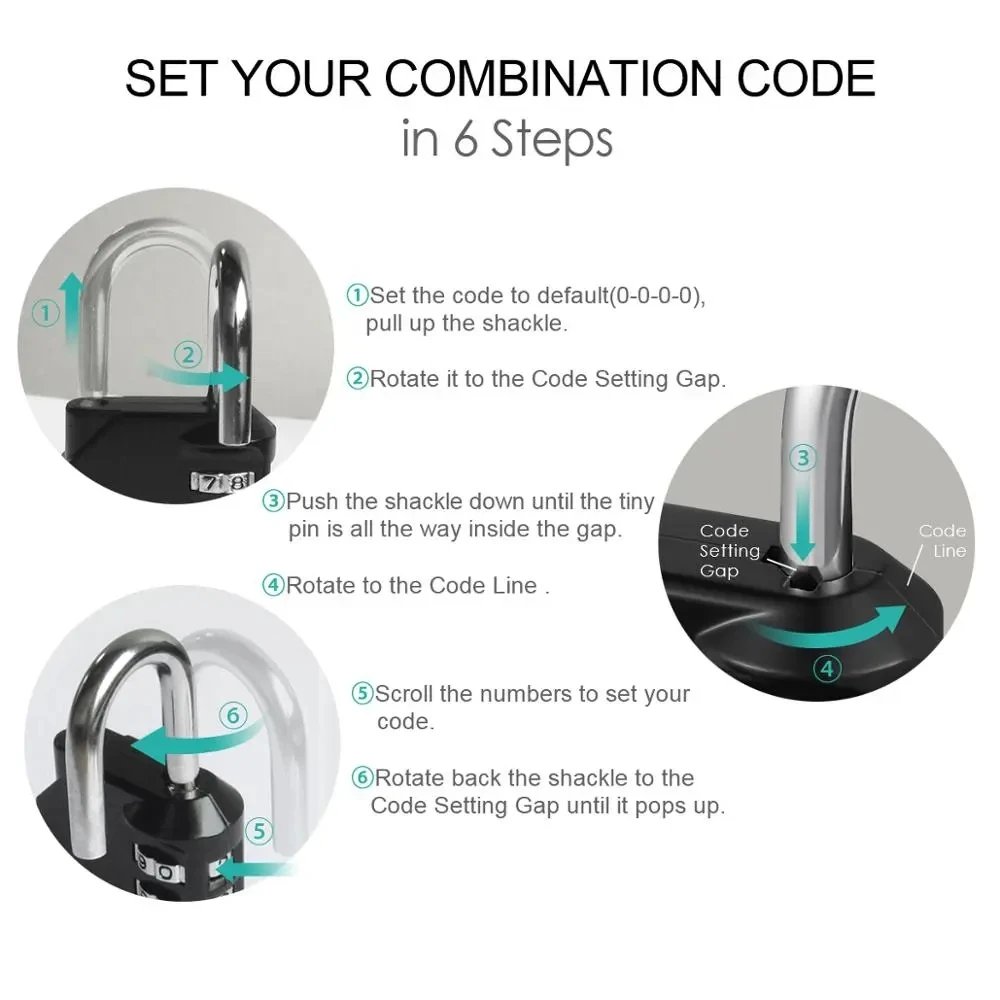 Mini ORIA Combination Padlock Password -  Locks 4 Digit Waterproof Outdoor Lock For Door Suitcase Bag Package Cabinet Locker Window