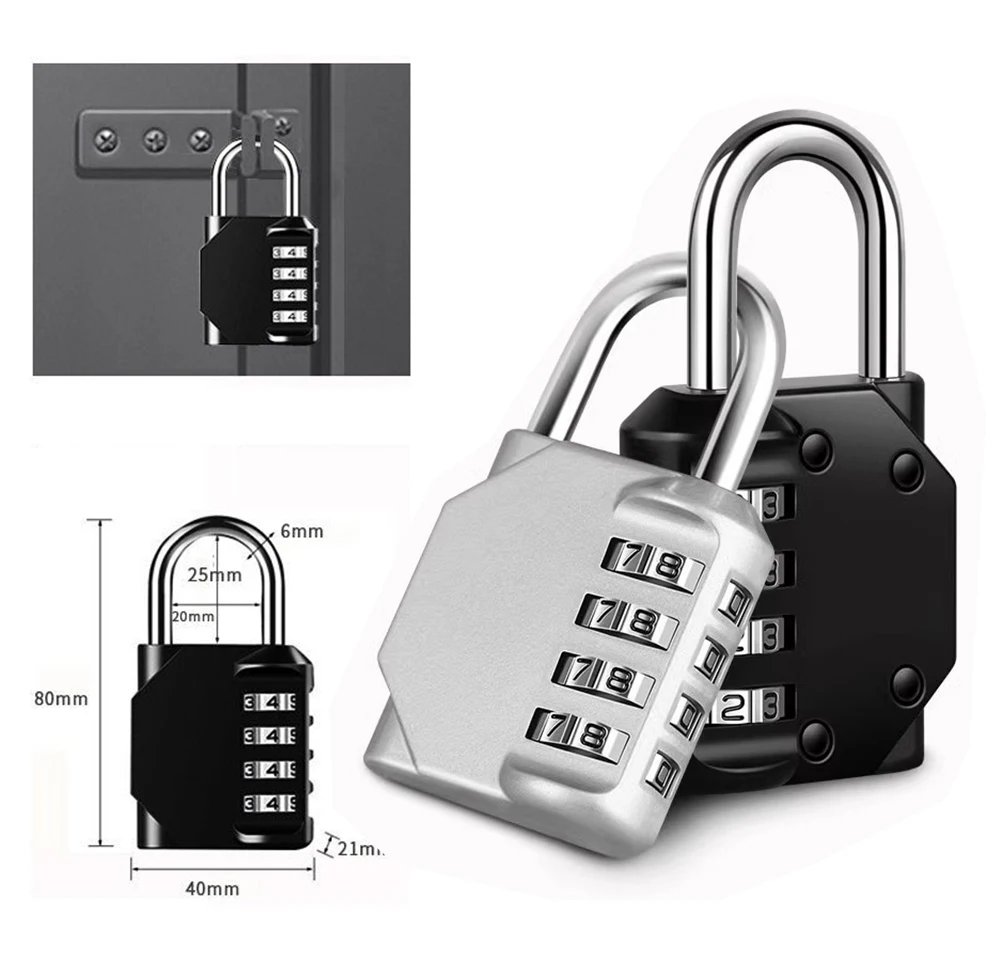 Mini ORIA Combination Padlock Password -  Locks 4 Digit Waterproof Outdoor Lock For Door Suitcase Bag Package Cabinet Locker Window