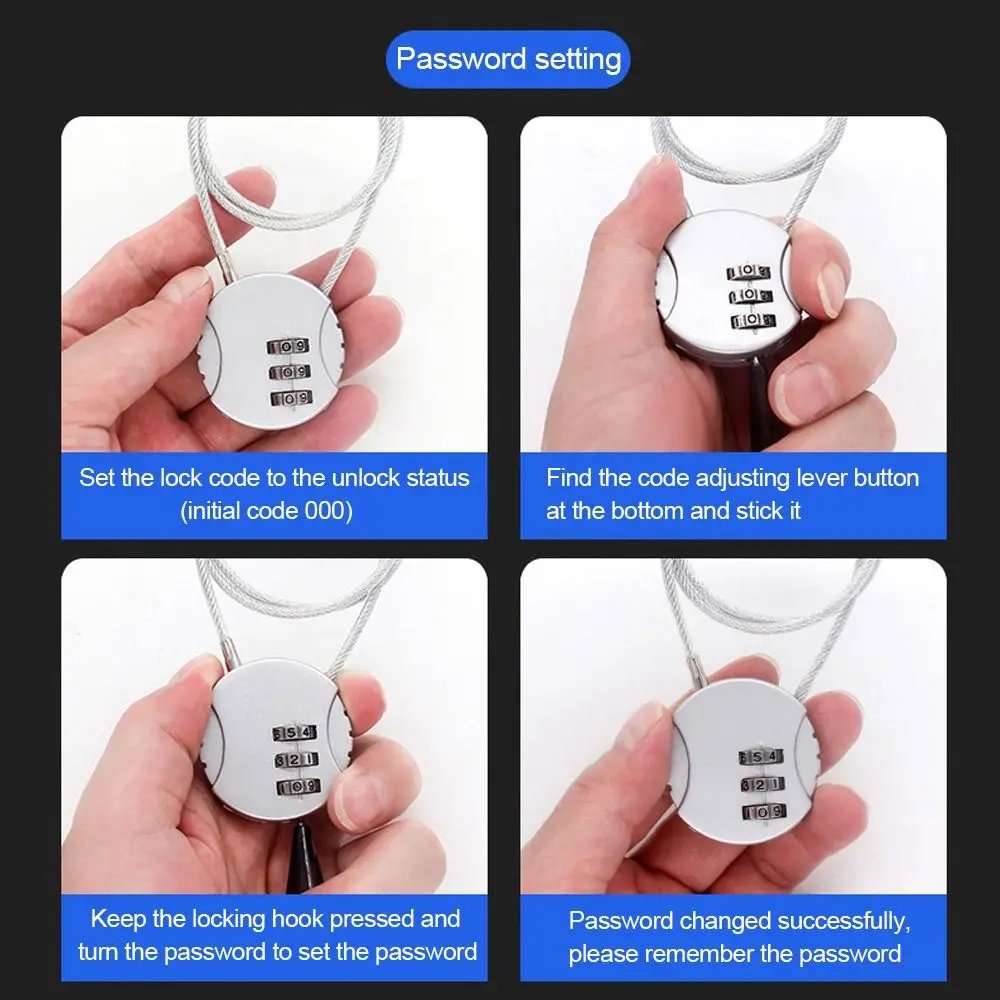Wire Rope Digit Padlock Smart Combination Lock Password Lock Motorcycle Helmet Lock Anti-theft Lock Wire Rope Digit Padlock Smart Combination Lock Password Lock Motorcycle Helmet Lock Anti-theft Lock