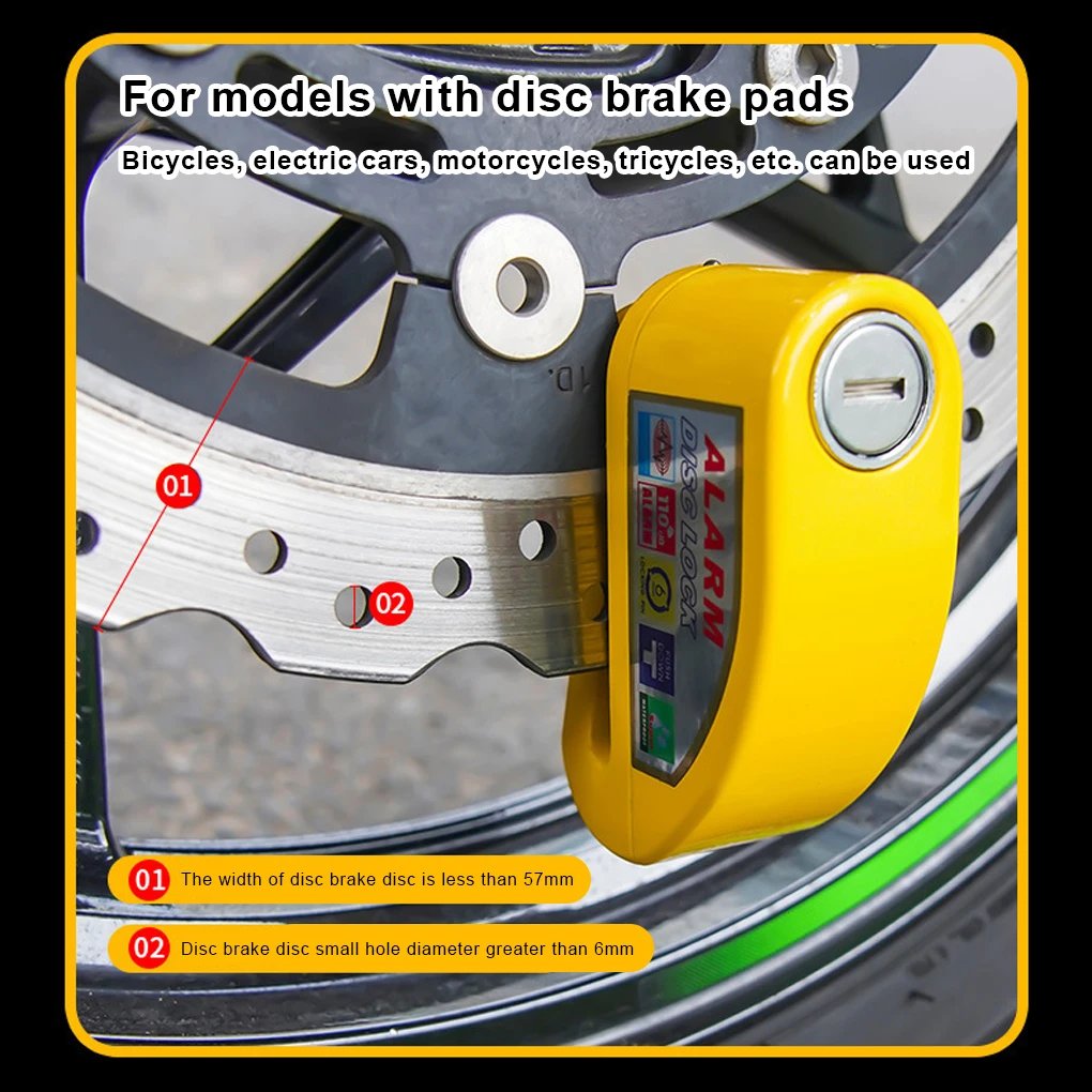 Motorcycle Bicycle Alarm Lock Scooter Bike Anti Theft Security Disc Brake Locks 110dB Loud Warning Reminder Rope Wheel Padlock