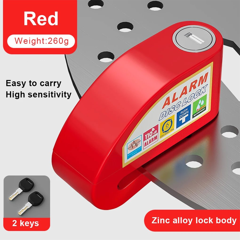 Motorcycle Bicycle Alarm Lock Scooter Bike Anti Theft Security Disc Brake Locks 110dB Loud Warning Reminder Rope Wheel Padlock