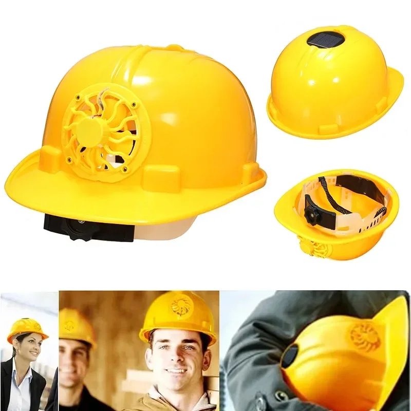 ANPWOO New Design Adjustable 0.3W PE Solar Powered Safety Security Helmet Hard Ventilate Hat Cap with Cooling Cool Fan Yellow ANPWOO New Design Adjustable 0.3W PE Solar Powered Safety Security Helmet Hard Ventilate Hat Cap with Cooling Cool Fan Yellow