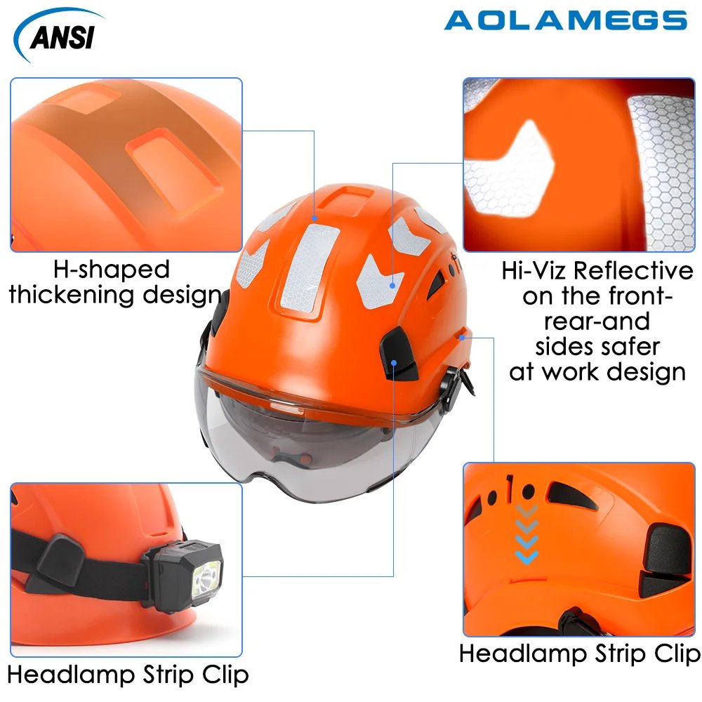 CE Construction Safety Helmet with Visor Built In Goggle Reflective Stickers for Engineer ABS ANSI Industrial Work Security Hat CE Construction Safety Helmet with Visor Built In Goggle Reflective Stickers for Engineer ABS ANSI Industrial Work Security Hat