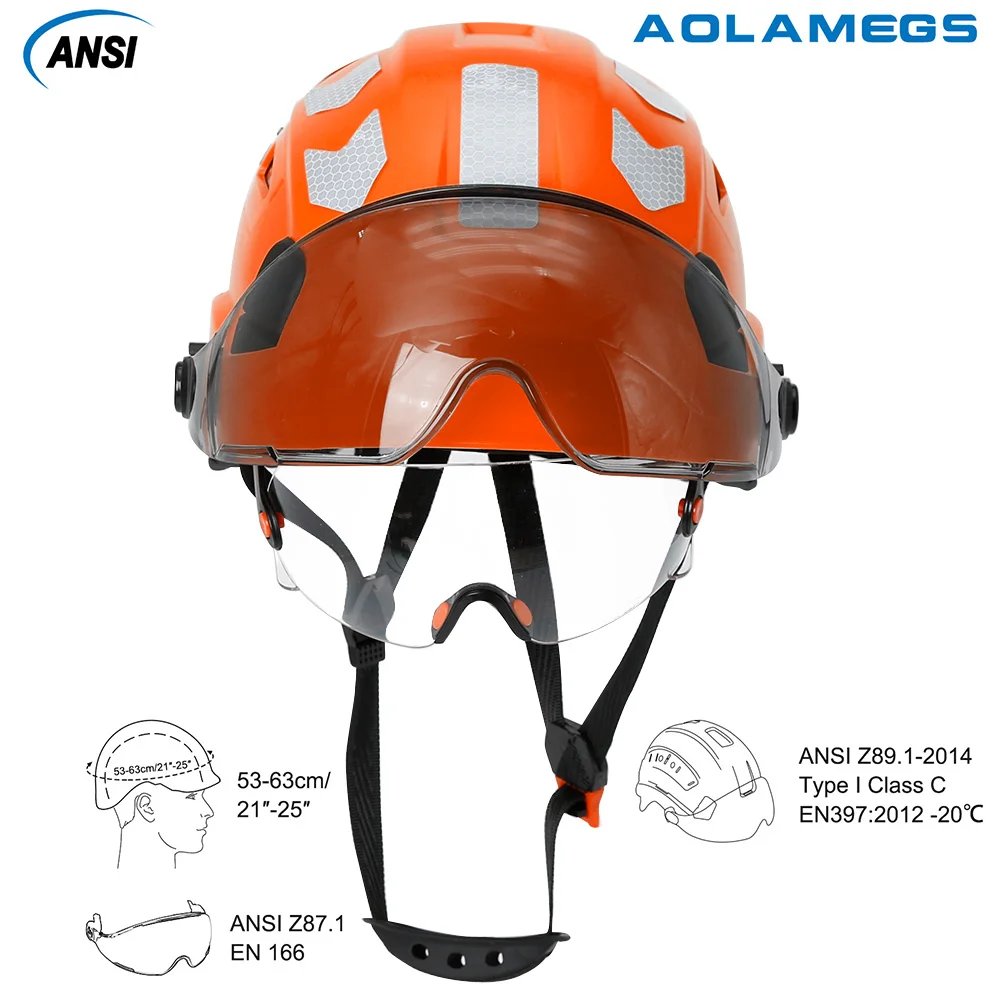 CE Construction Safety Helmet with Visor Built In Goggle Reflective Stickers for Engineer ABS ANSI Industrial Work Security Hat CE Construction Safety Helmet with Visor Built In Goggle Reflective Stickers for Engineer ABS ANSI Industrial Work Security Hat