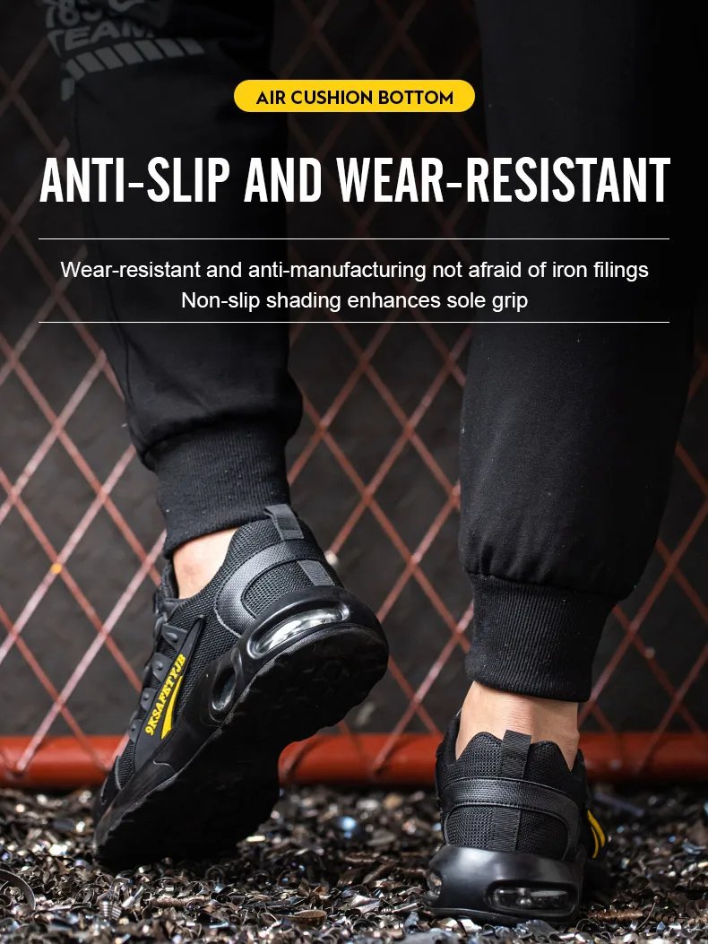 Quality Safety Shoes Men Rotary Buckle Work Shoes Air Cushion Indestructible Sneakers Puncture-Proof security Boots Protective