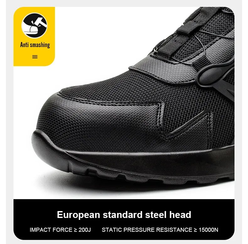 Quality Safety Shoes Men Rotary Buckle Work Shoes Air Cushion Indestructible Sneakers Puncture-Proof security Boots Protective