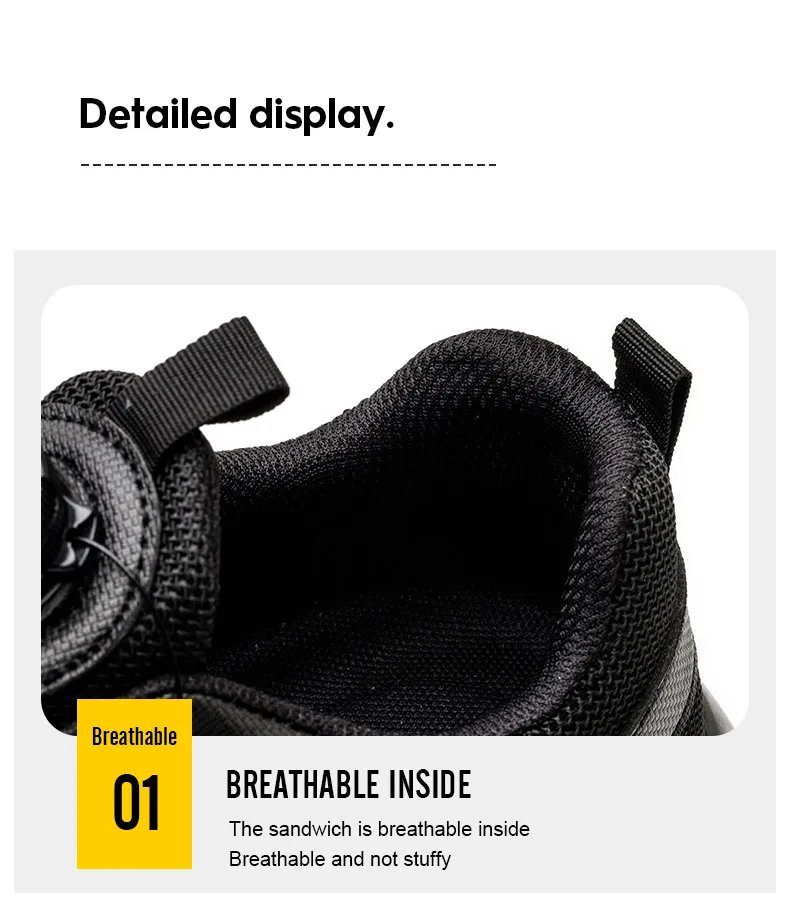 Quality Safety Shoes Men Rotary Buckle Work Shoes Air Cushion Indestructible Sneakers Puncture-Proof security Boots Protective