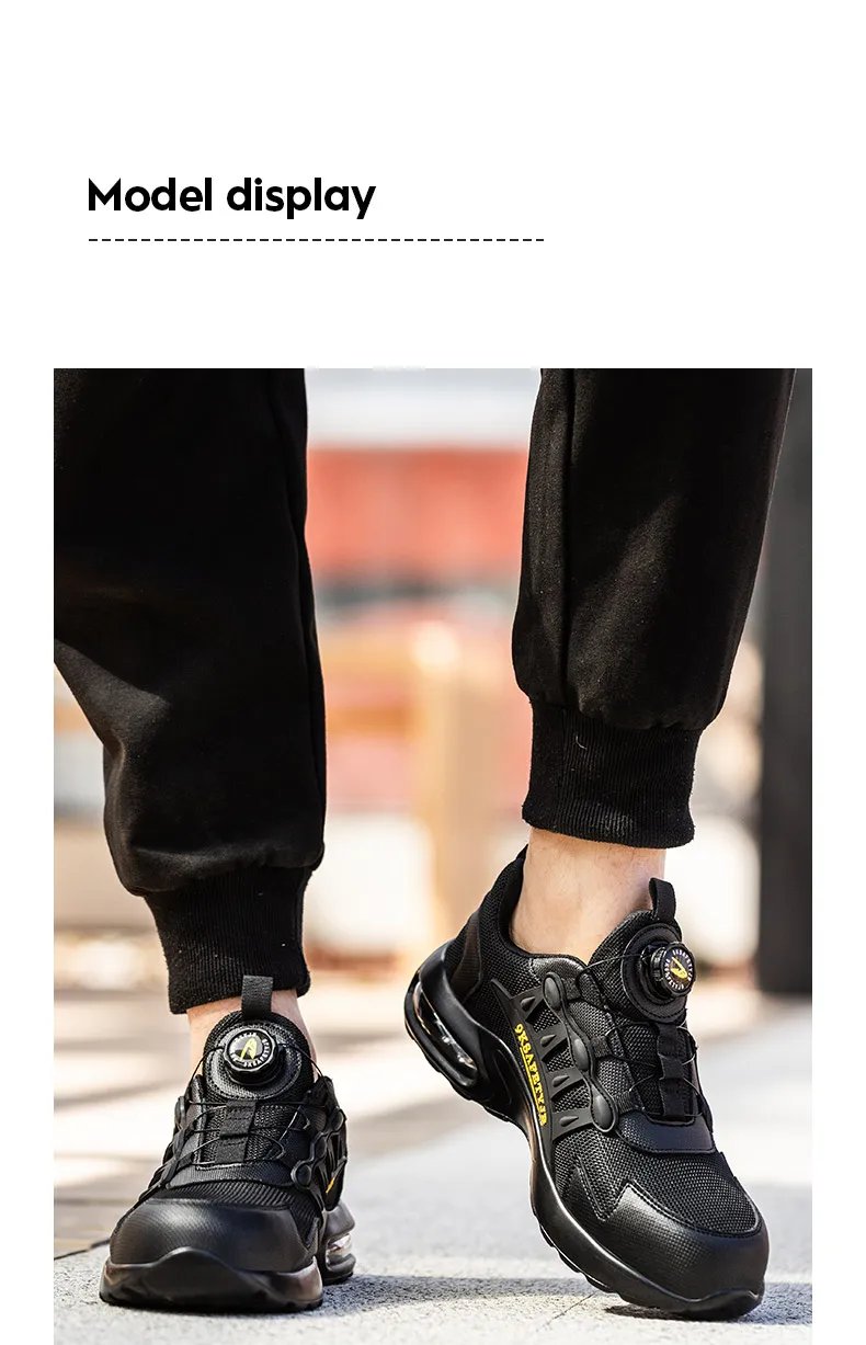 Quality Safety Shoes Men Rotary Buckle Work Shoes Air Cushion Indestructible Sneakers Puncture-Proof security Boots Protective