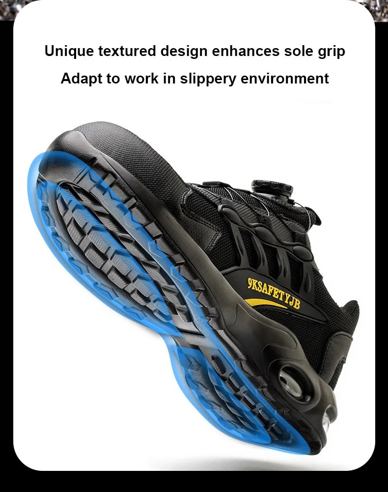 Quality Safety Shoes Men Rotary Buckle Work Shoes Air Cushion Indestructible Sneakers Puncture-Proof security Boots Protective