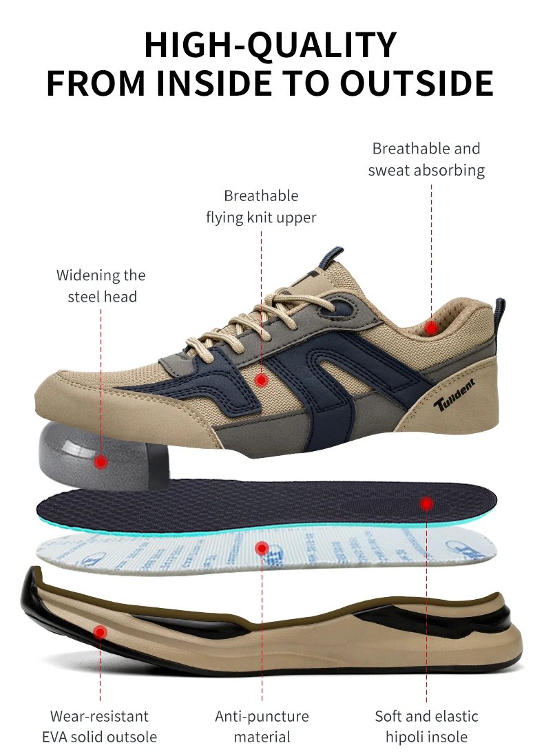 Work Sneakers Steel Toe Shoes Men Safety Shoes Puncture-Proof Work Shoes Boots Indestructible Footwear Security Lightweight