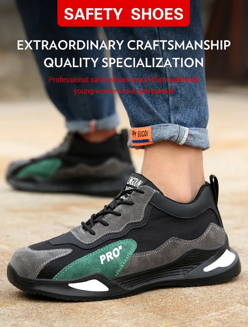 Fashion Sports Shoes Work Boots Puncture-Proof Safety Shoes Men Steel Toe Shoes Security Protective Shoes Indestructible