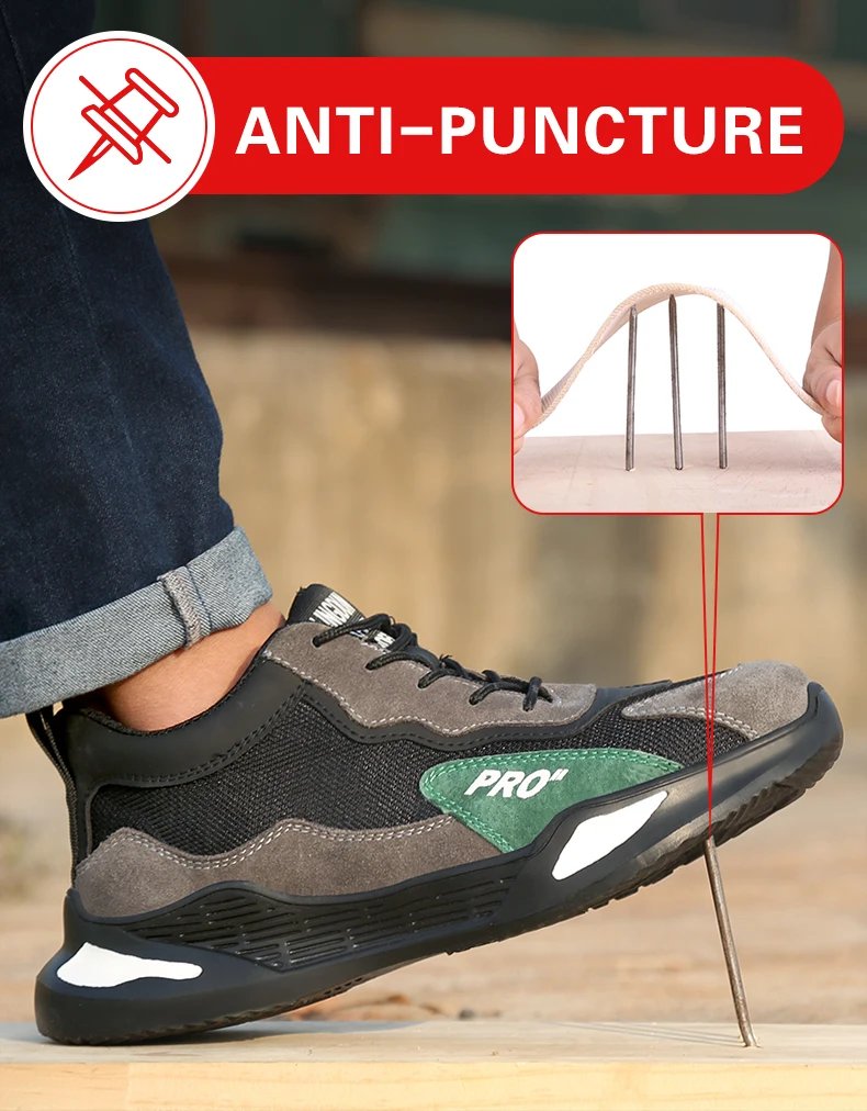 Fashion Sports Shoes Work Boots Puncture-Proof Safety Shoes Men Steel Toe Shoes Security Protective Shoes Indestructible
