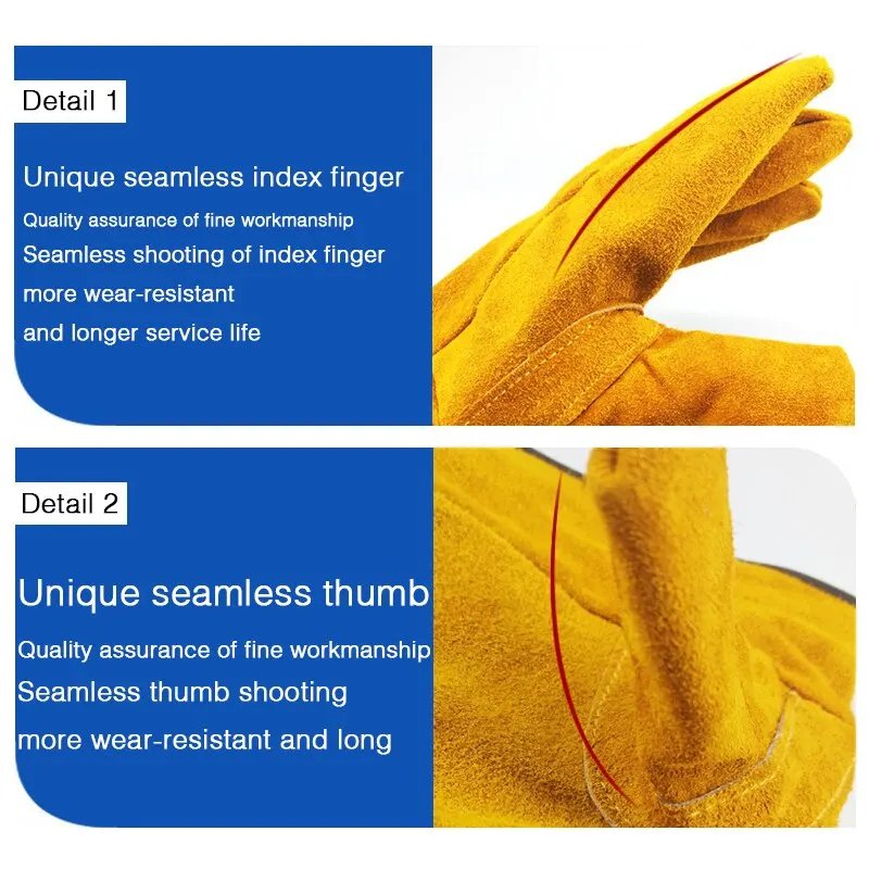Men Work Gloves Soft Cowhide Driver Hunting Driving Farm Garden Welding Security Protection Safety Mechanic Glove