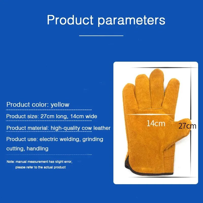 Men Work Gloves Soft Cowhide Driver Hunting Driving Farm Garden Welding Security Protection Safety Mechanic Glove