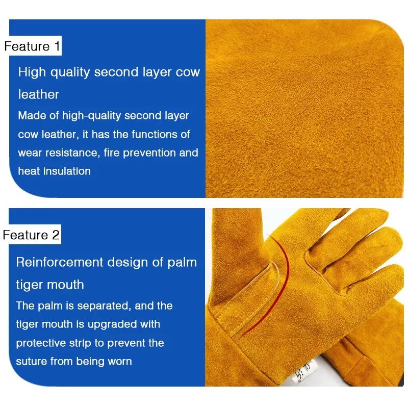 Men Work Gloves Soft Cowhide Driver Hunting Driving Farm Garden Welding Security Protection Safety Mechanic Glove
