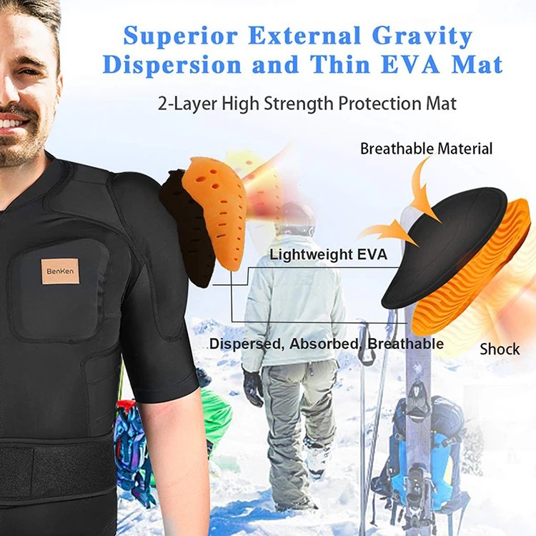 Protective Gear Outdoor Skiing Anti-Collision Anti-Collision Armor Spine Back Protector Sports Shirts Black