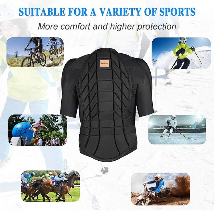 Protective Gear Outdoor Skiing Anti-Collision Anti-Collision Armor Spine Back Protector Sports Shirts Black