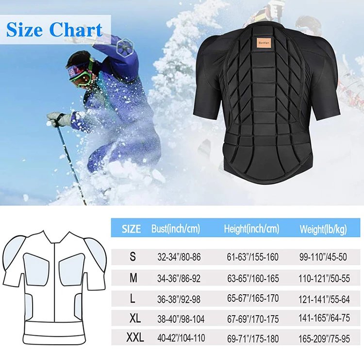 Protective Gear Outdoor Skiing Anti-Collision Anti-Collision Armor Spine Back Protector Sports Shirts Black