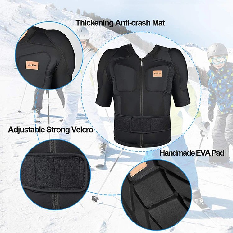 Protective Gear Outdoor Skiing Anti-Collision Anti-Collision Armor Spine Back Protector Sports Shirts Black